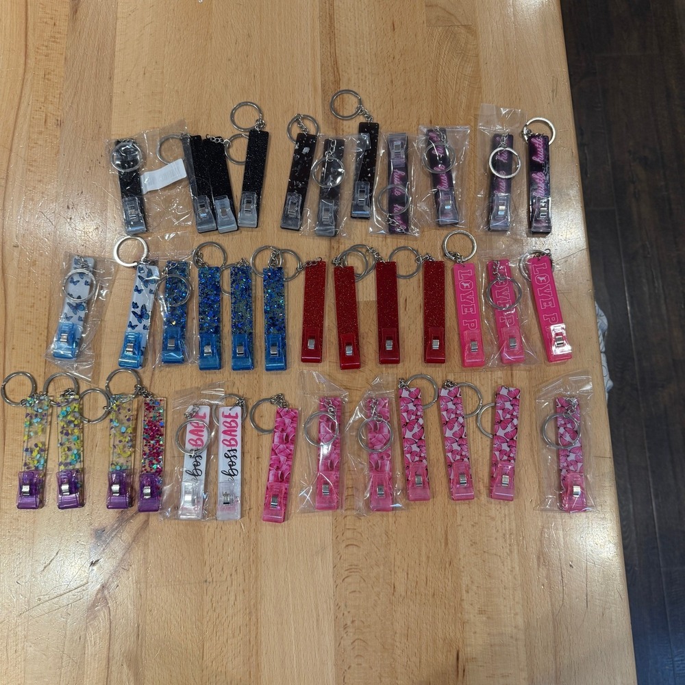 Keychain Claw Clip Set Glitter Sparkle Keychain Clip Bundle (37)